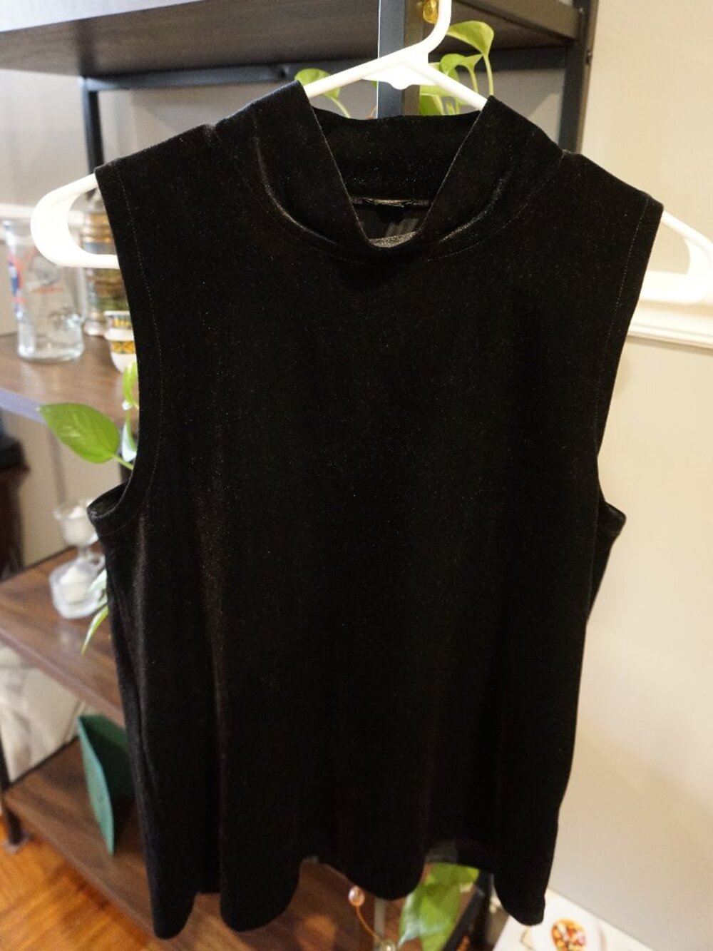 J Crew Black Velvet Mock Neck Sleeveless